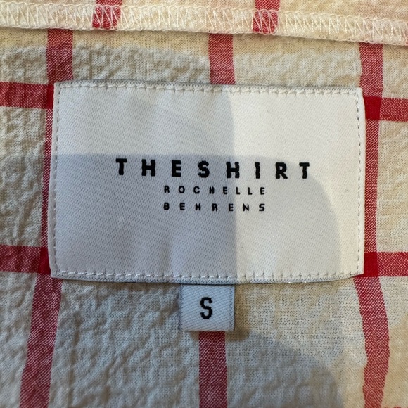 The Shirt by Rochelle Behrens - Red & White Checked Dress Ruffle Sleeve Small - Picture 9 of 11